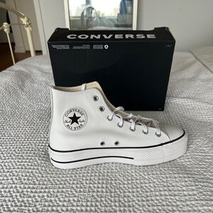 Brand new white leather Converse- Women size 9